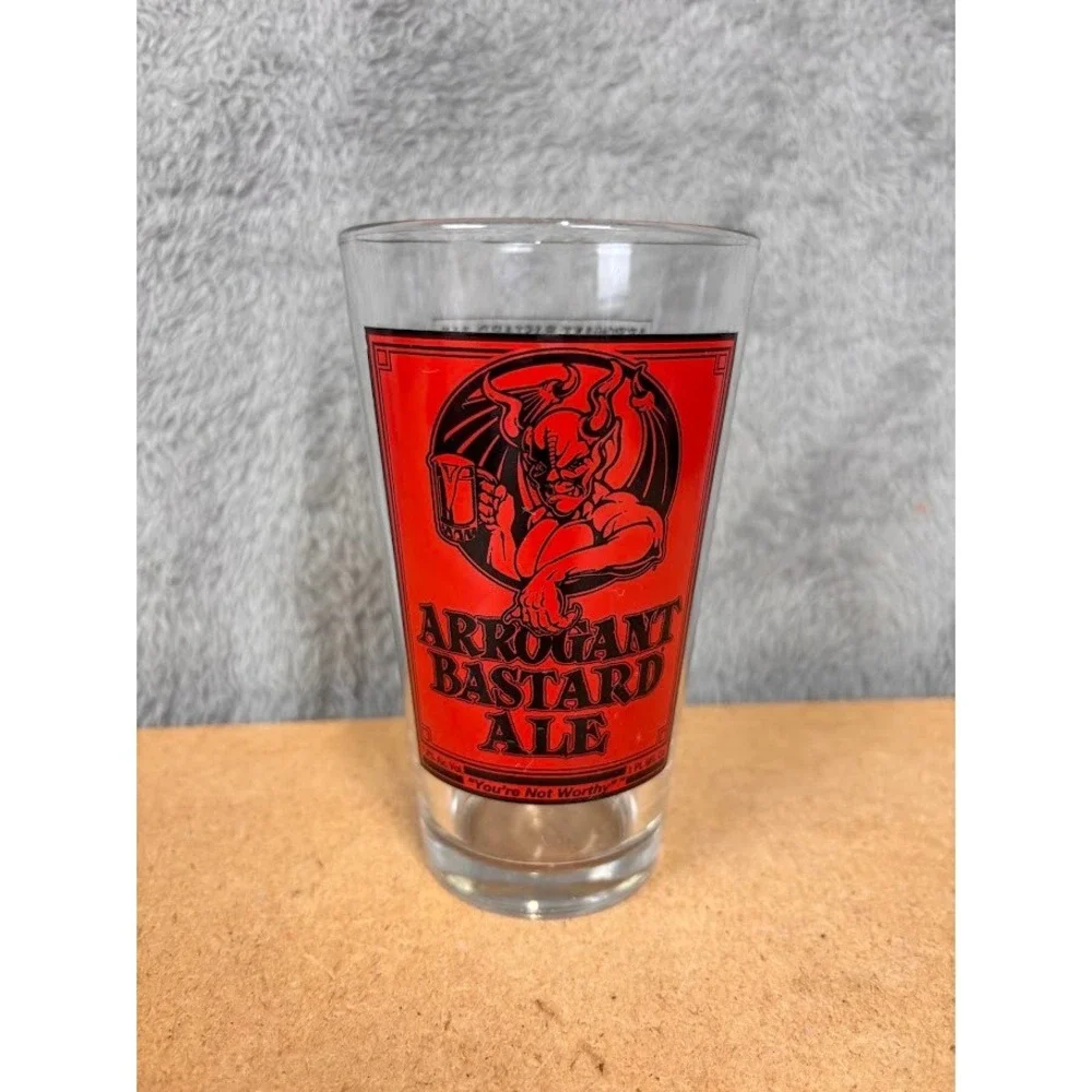 Stone Brewing Arrogant Bastard Ale Pint Glass Red Gargoyle 16oz Beer Barware